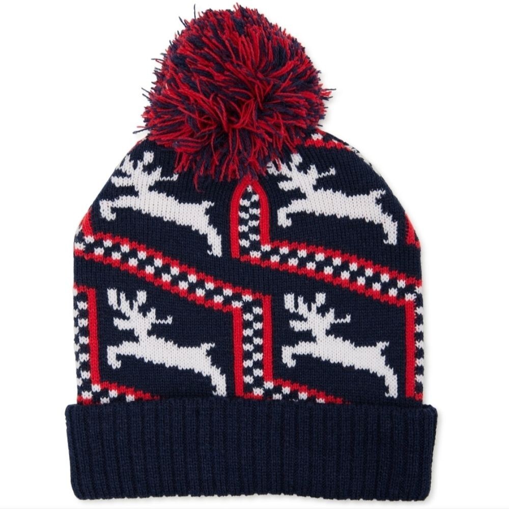 Holiday Time Women’s Intarsia Knit Holiday Beanie Dark Navy
